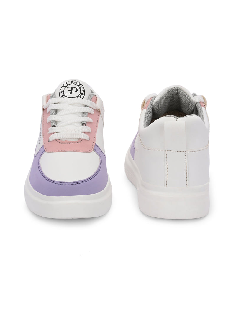 EL PASO Faux Leather Casual Lace Up Sneakers For Women-36