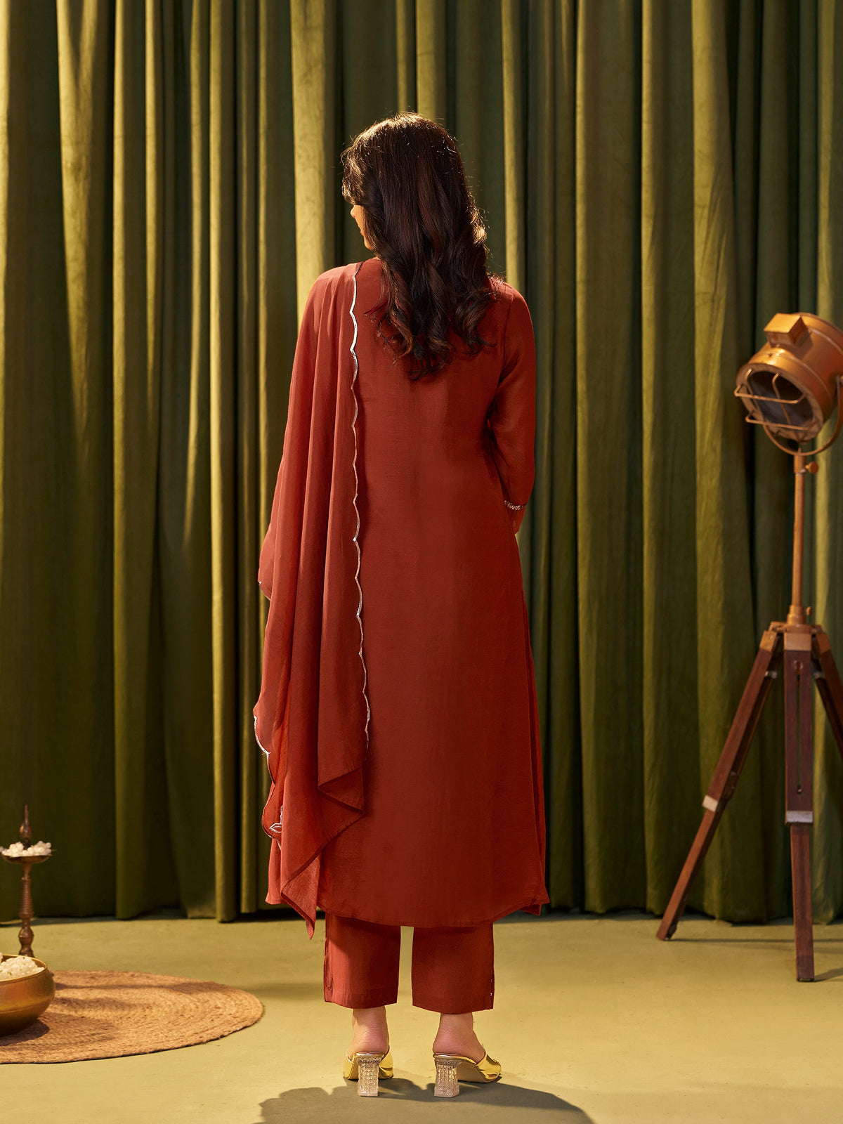 Advika Maroon Mul Chanderi Suit Set