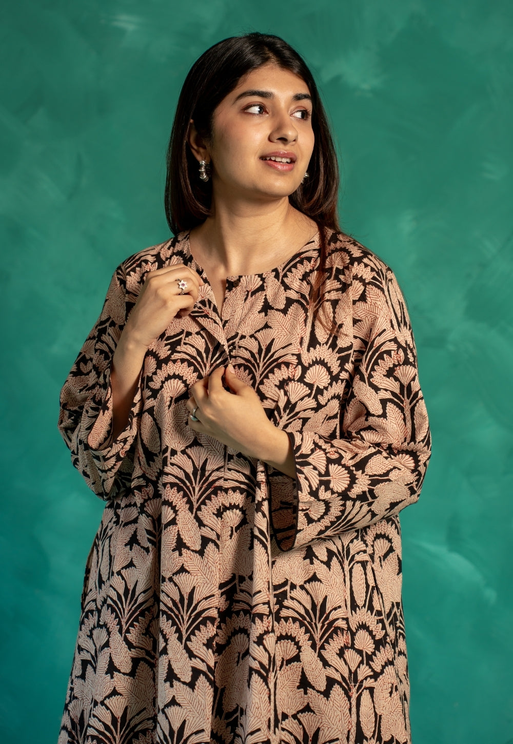Kaaya Black Bagru Cotton Straight Co-Ord Set