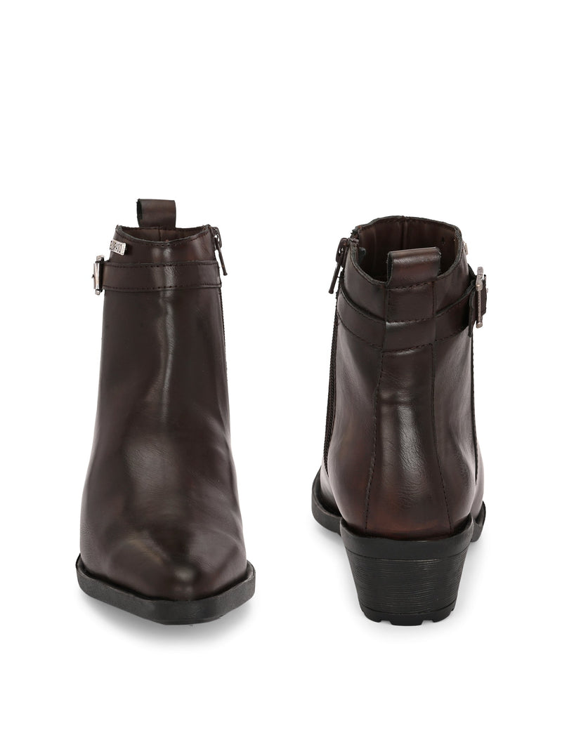 EL PASO Women Faux Leather Casual Slip On Boots-13