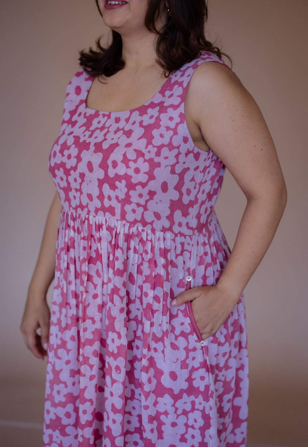 Sidra Pink Batik MulMul A Line Dress