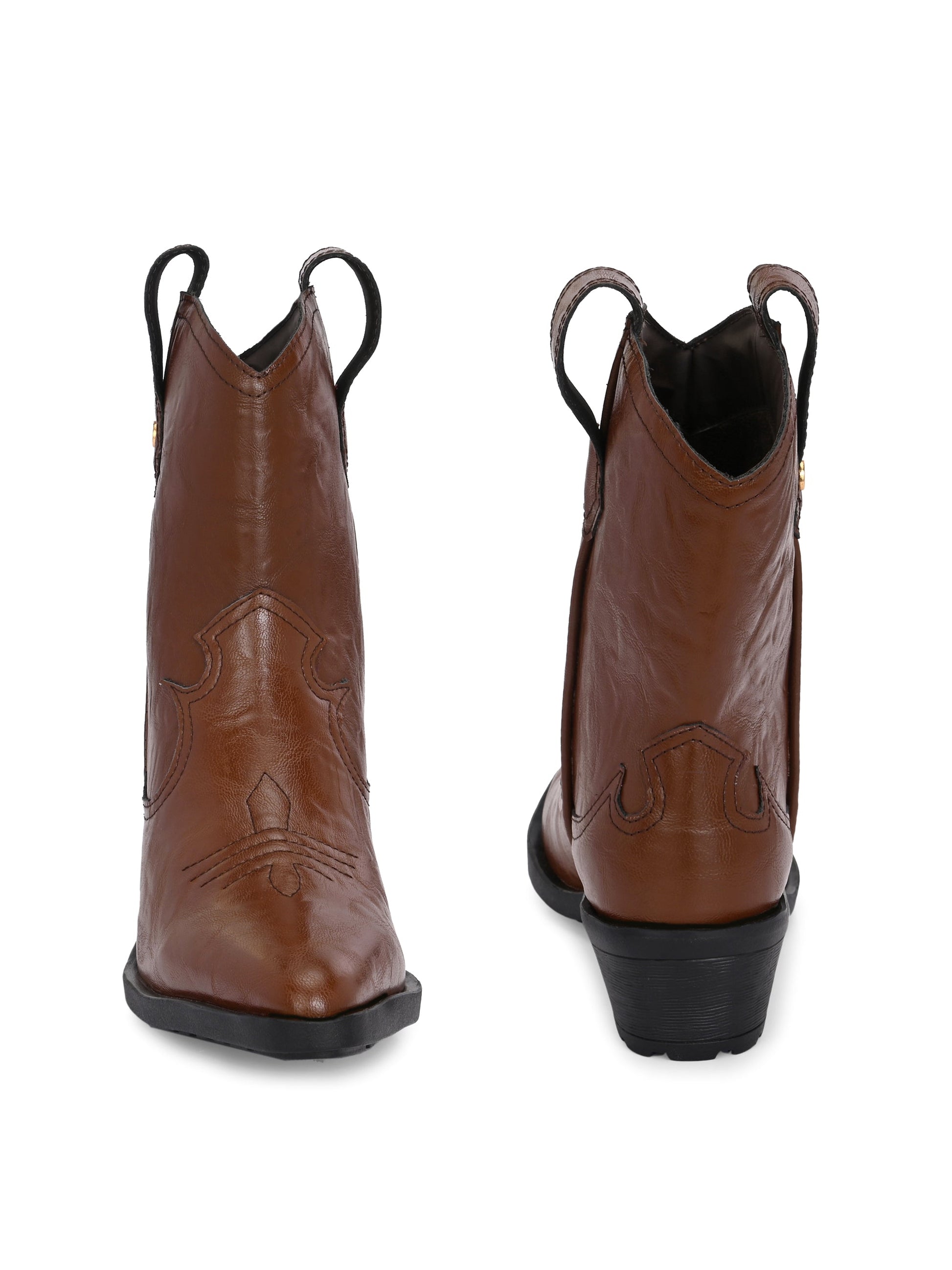 EL PASO Women Faux Leather Casual Slip On Cowboy Boots-22
