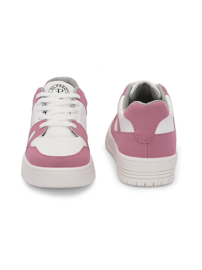 EL PASO Faux Leather Casual Shoes Lace Up Sneakers For Women-26