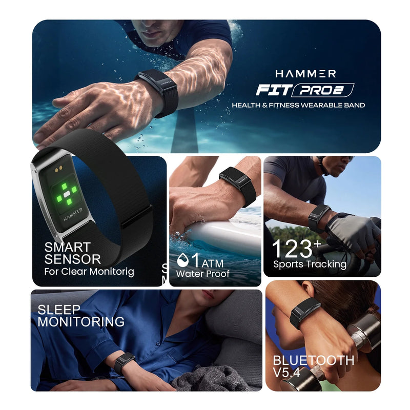 HAMMER Fit Pro 2 Screenless Fitness Band, 24/7 Activity Health Tracker, Heart Rate, Sleep Tracke, Multiple Sports Modes-8