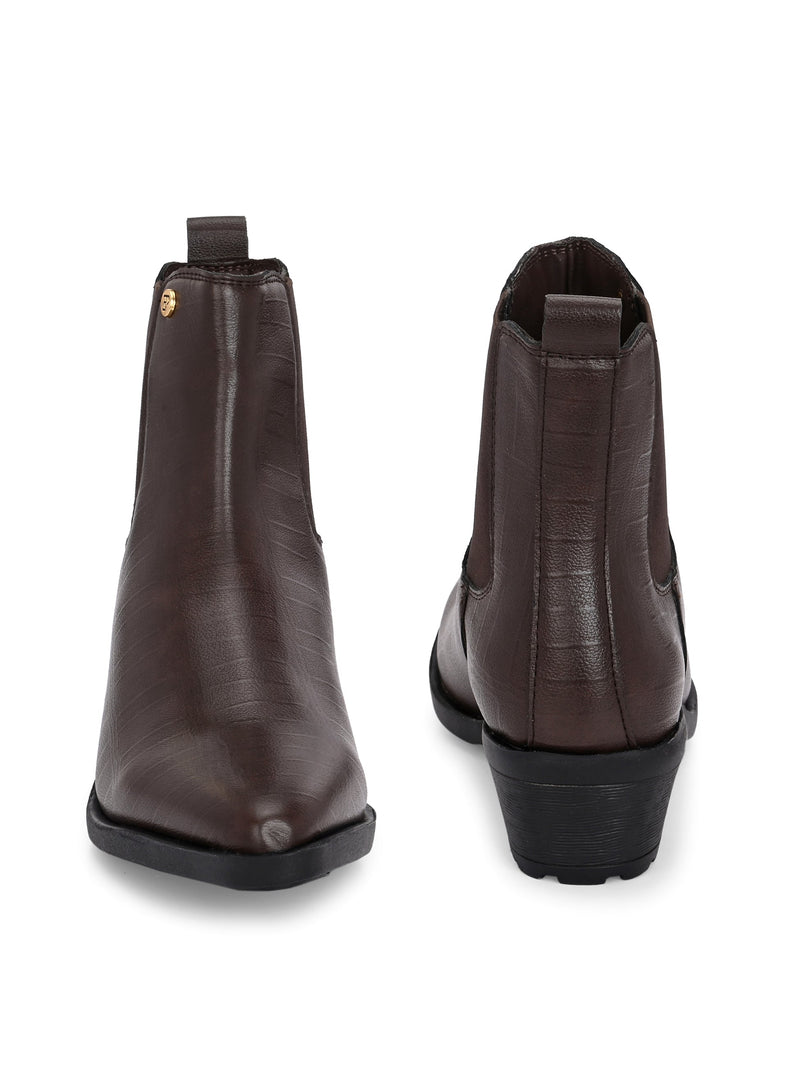 EL PASO Women Faux Leather Casual Slip On Boots-14
