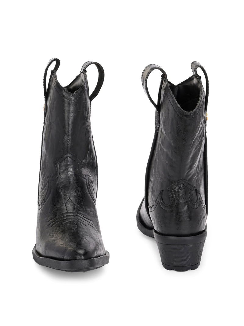 EL PASO Women Faux Leather Casual Slip On Cowboy Boots-14