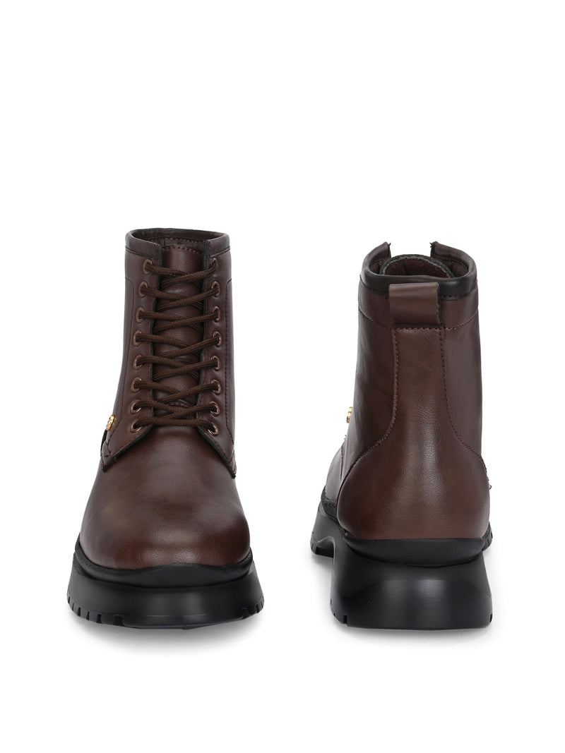 EL PASO Women Faux Leather Casual Lace Up Boots-14