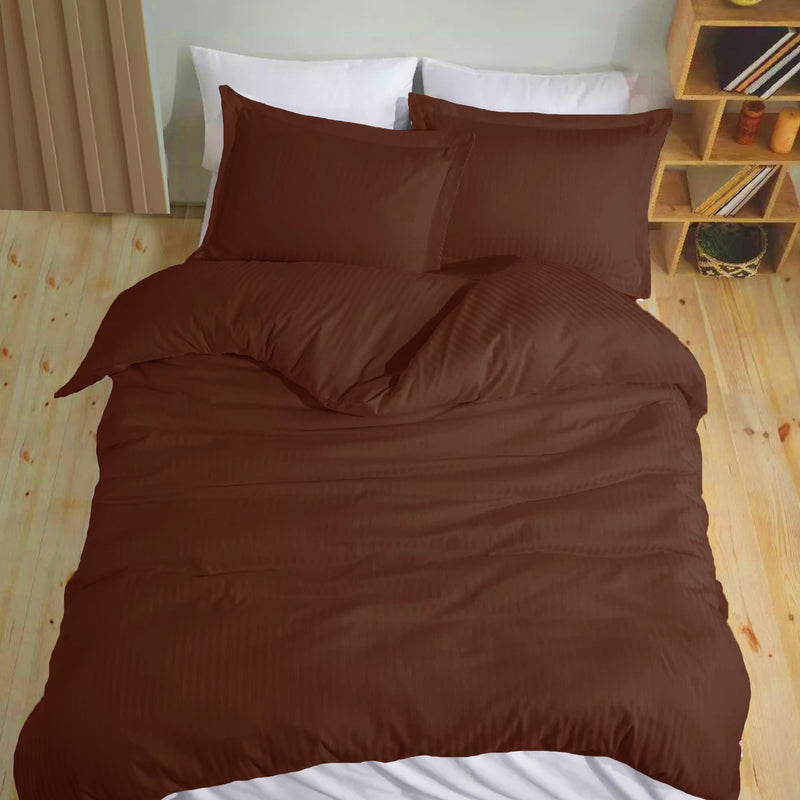 Breton Mellow - Satin Striped Duvet Cover (Brown)-8