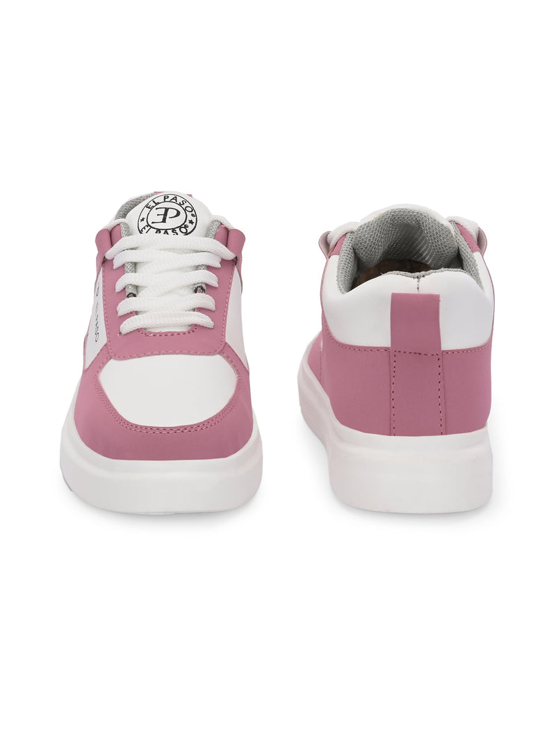 EL PASO Faux Leather Casual Lace Up Sneakers For Women-27
