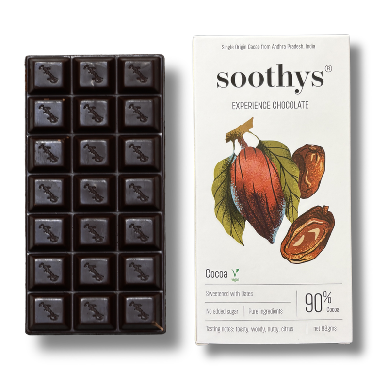 90% Dark Chocolate Bars | Vegan | Date Sweetened | No Refine Sugar| 88gms
