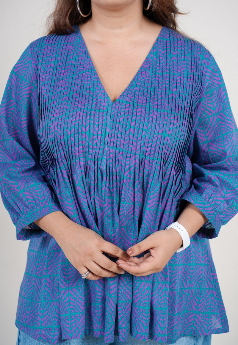 Hiral Purple Printed Mul A Line Short Top