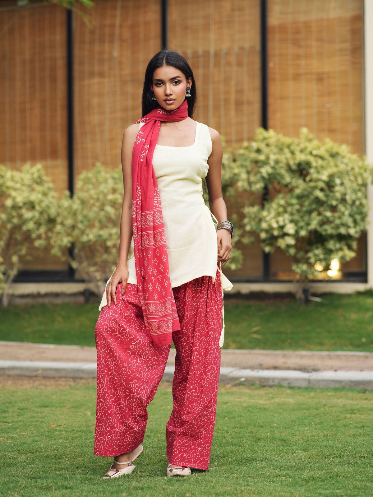 Tani Farshi Three Piece Cotton Suit Set for Women