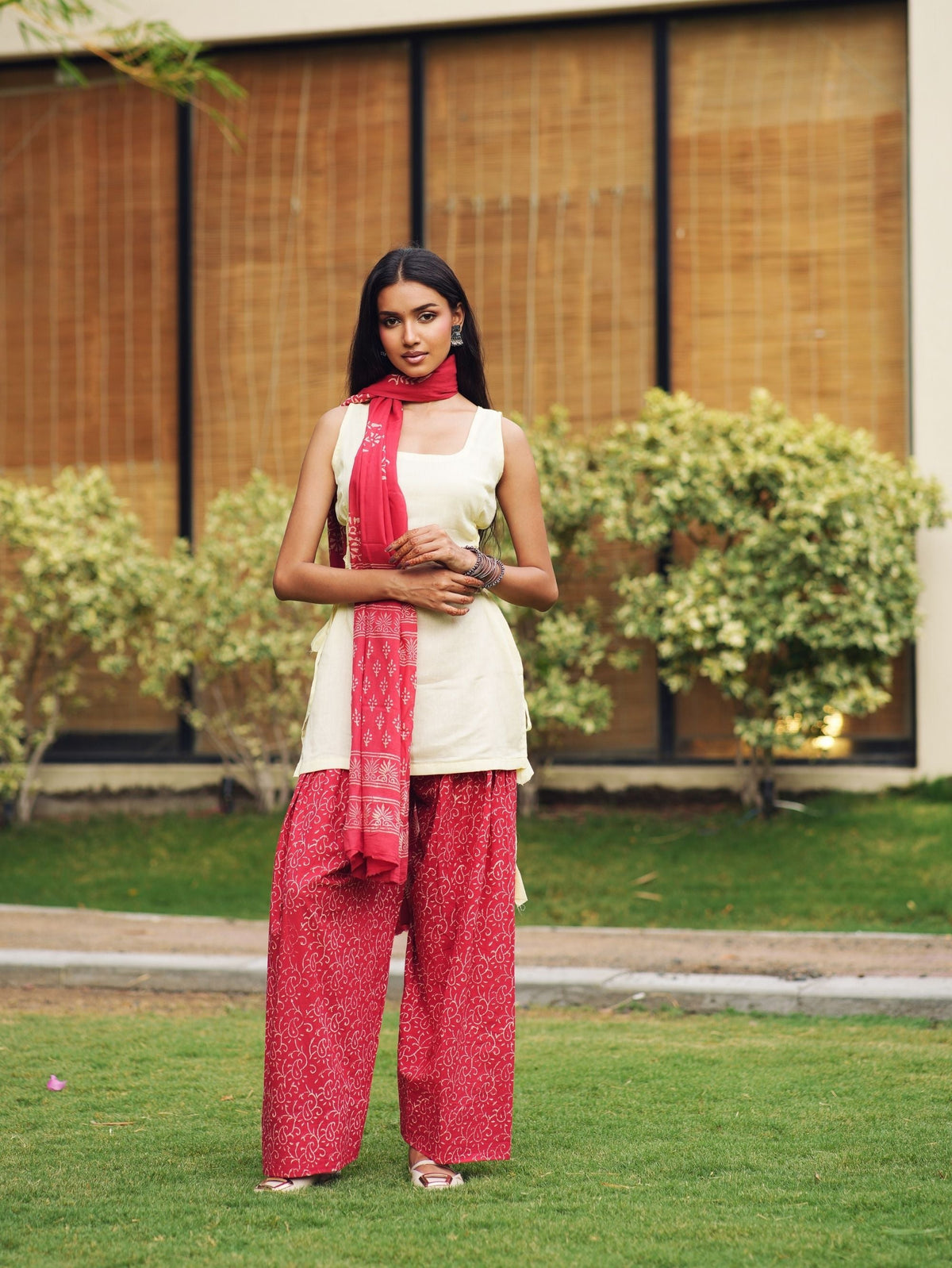 Tani Farshi Three Piece Cotton Suit Set for Women