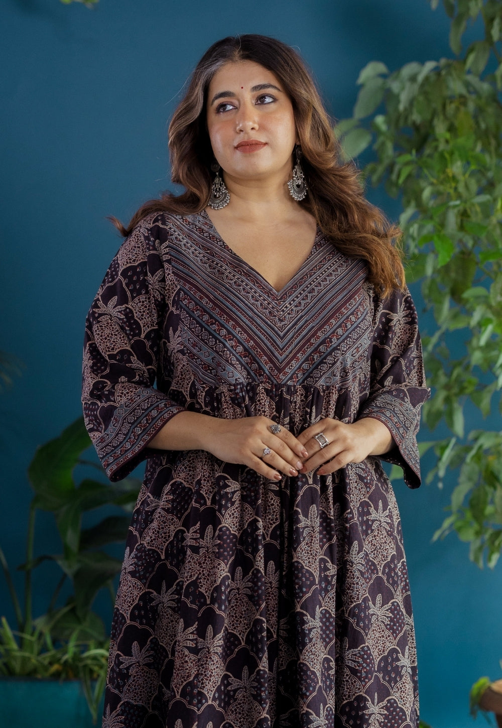 Kashish Black Ajrakh Cotton Kali Kurta