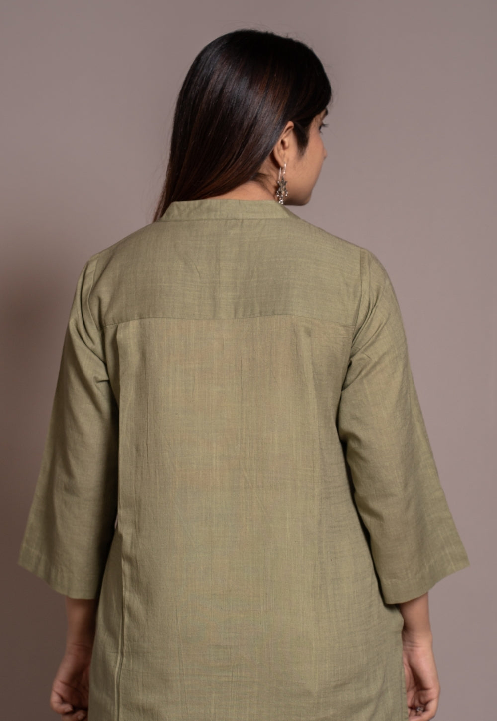 Sage Green Solid Slub Cotton Straight Short Top - DyeVerse