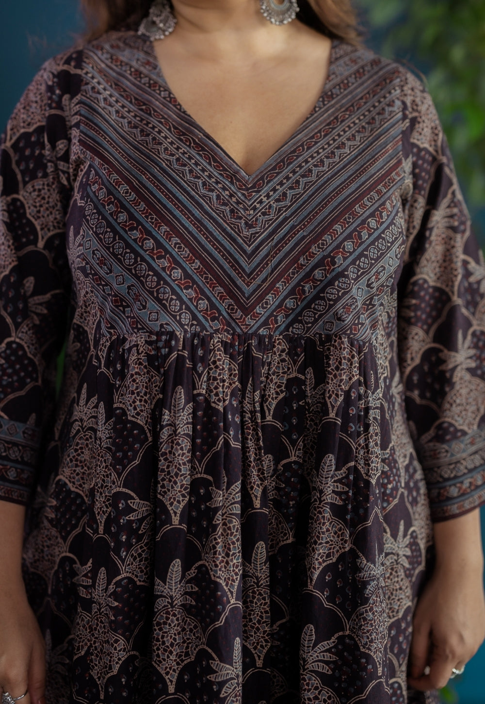 Kashish Black Ajrakh Cotton Kali Kurta