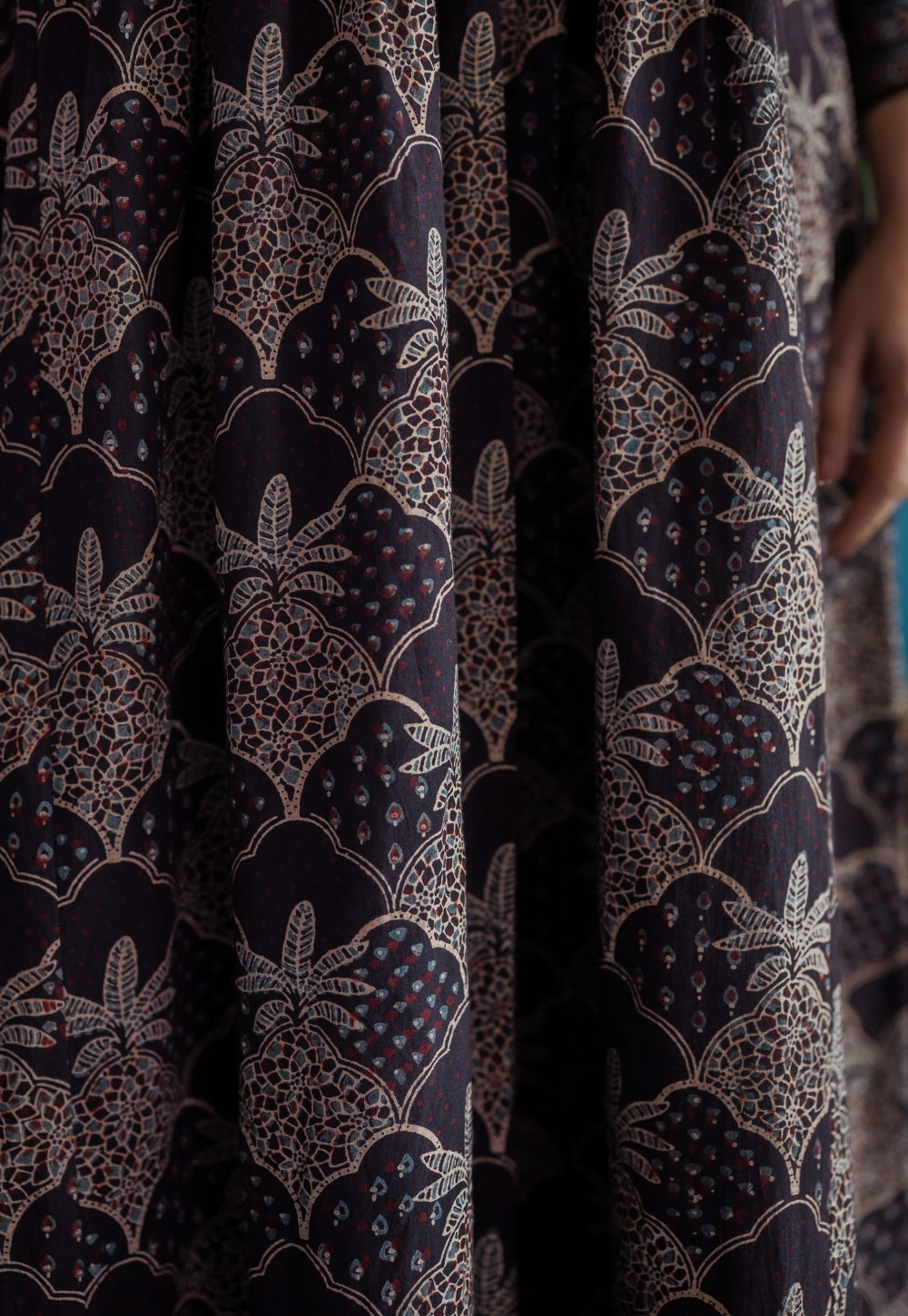 Kashish Black Ajrakh Cotton Kali Kurta