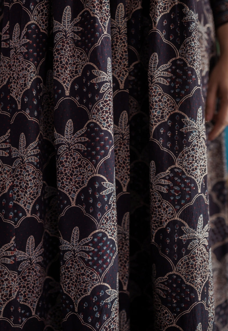 Kashish Black Ajrakh Cotton Kali Kurta