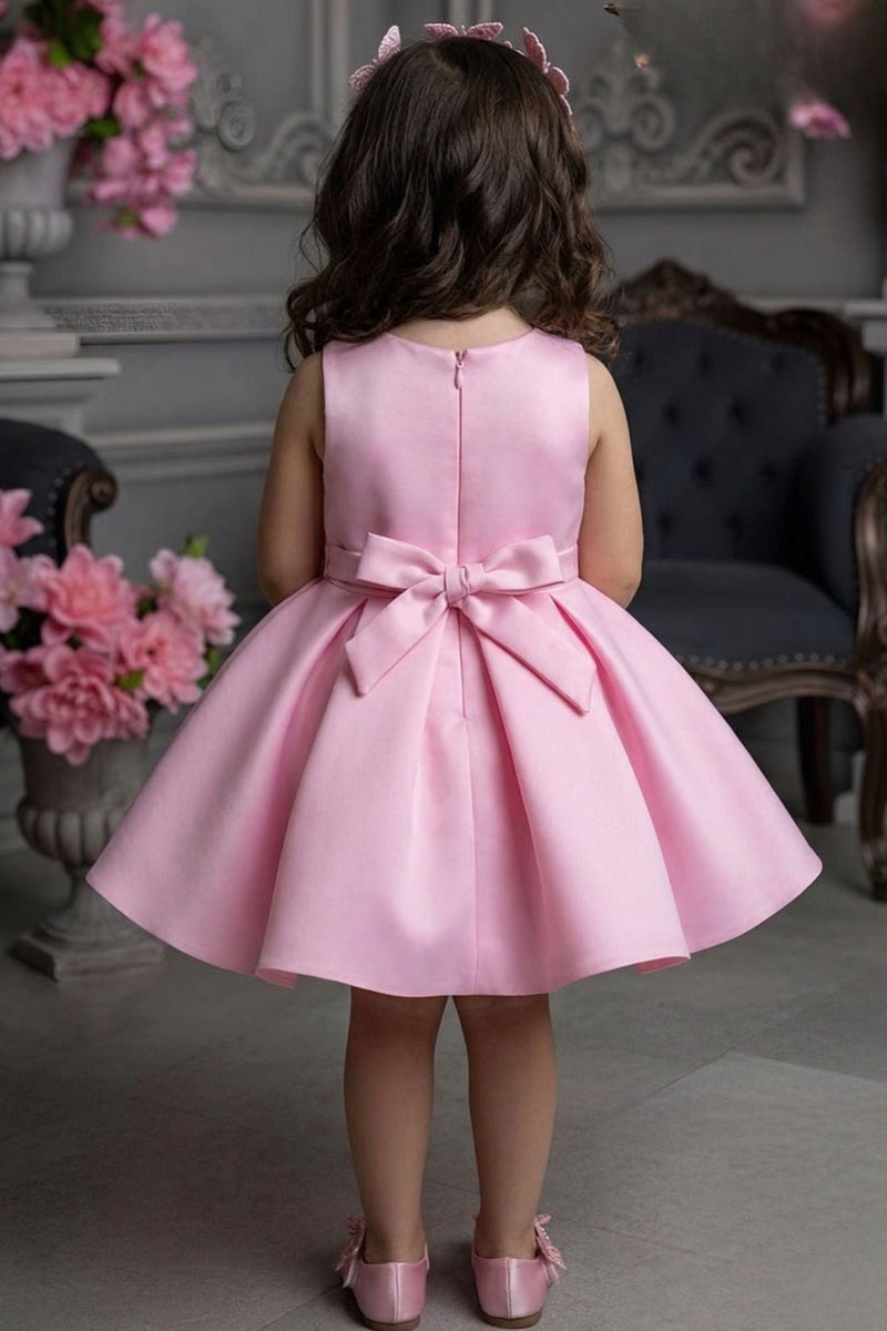 Baby Pink Butterfly Sequin Party Frock For Girls