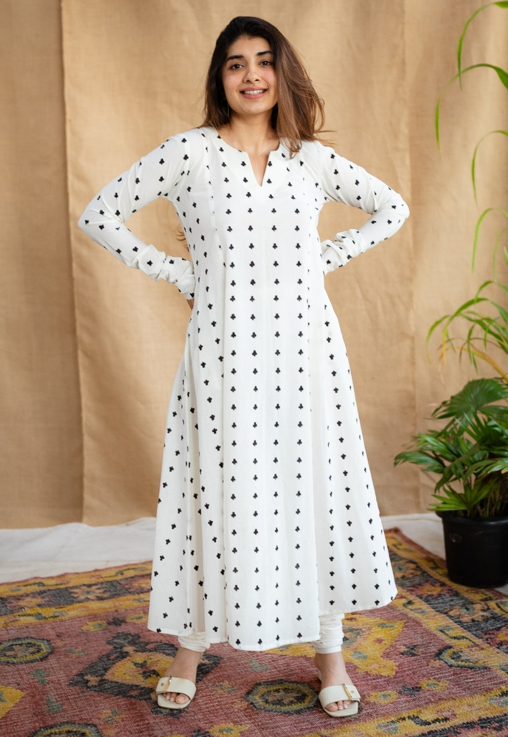 Shinat Block Printed Cotton Kali Kurta