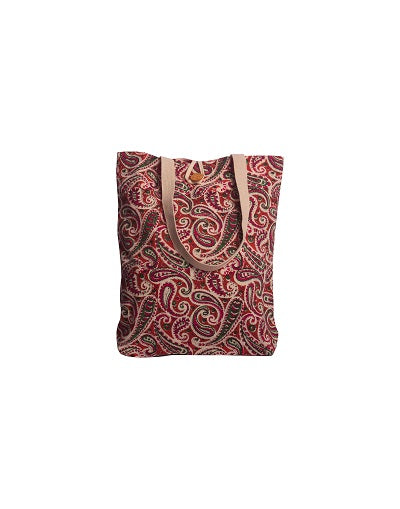 Cotton Shopping Tote Bag · Paisley Delight Pink-5