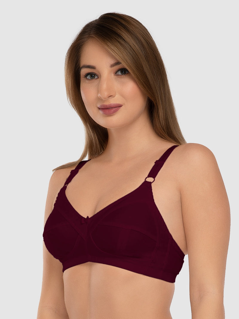 Daisy Dee Multicolor Non Padded Non Wired Full Coverage Bra Pack of 3 - SHAPE UP_3PK_BLACK/CARROT/D MAROON