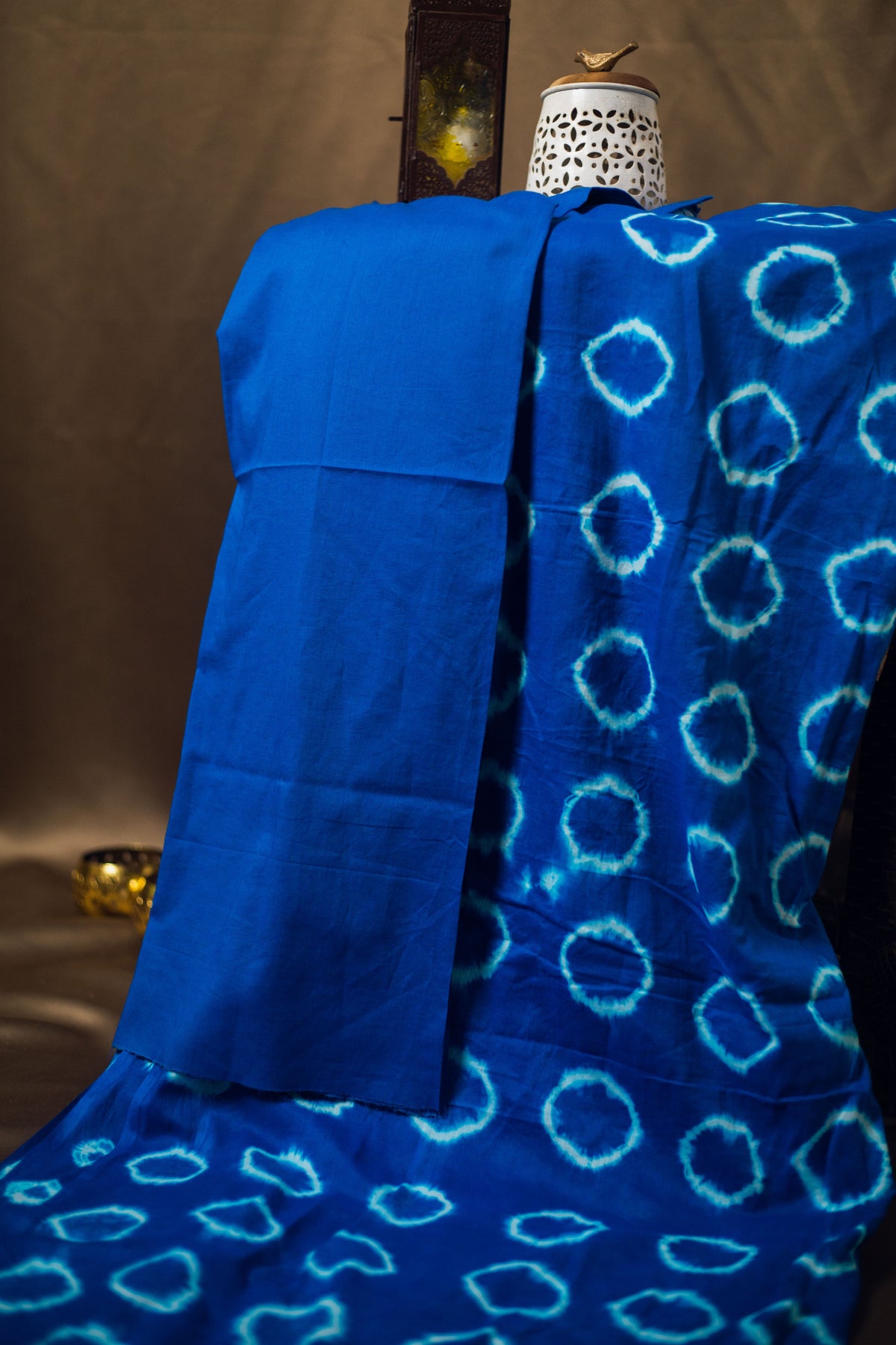 Cotton Mul Tie Dye Saree Blue Bindu-9