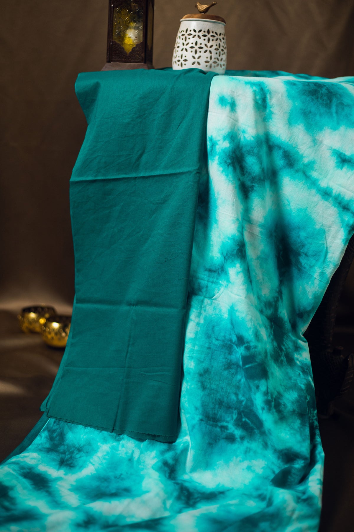 Cotton Mul Tie Dye Saree Mint Masala-9