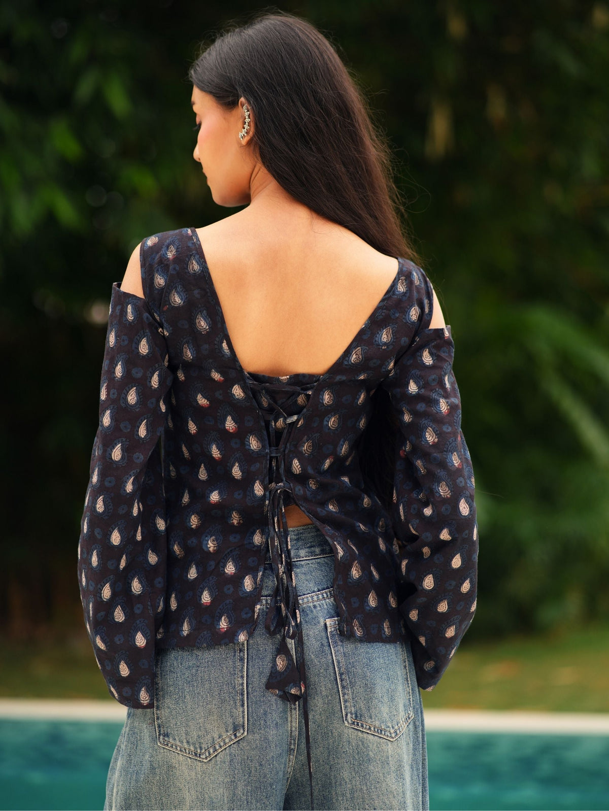 Shanaya Bagru Print Off Shoulder Top for Women