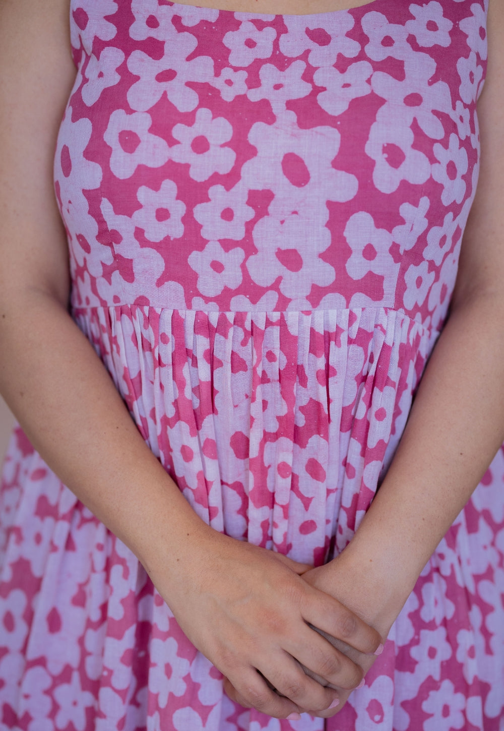 Sidra Pink Batik MulMul A Line Dress
