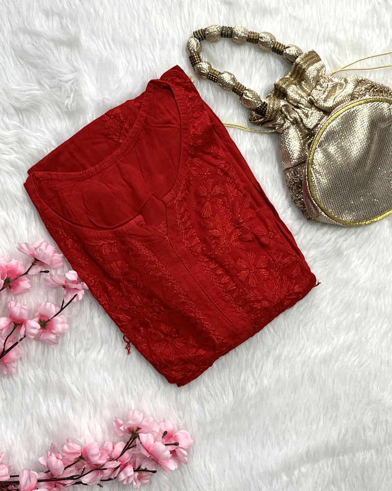 Dina | Chikankari Rayon Long Kurti