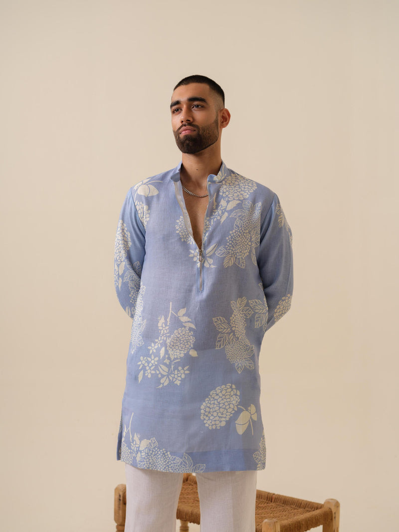 Desi Munda — Men's Khadi Linen Kurta with Zipper | Printed Ethnic Wear India | Kurtaloom