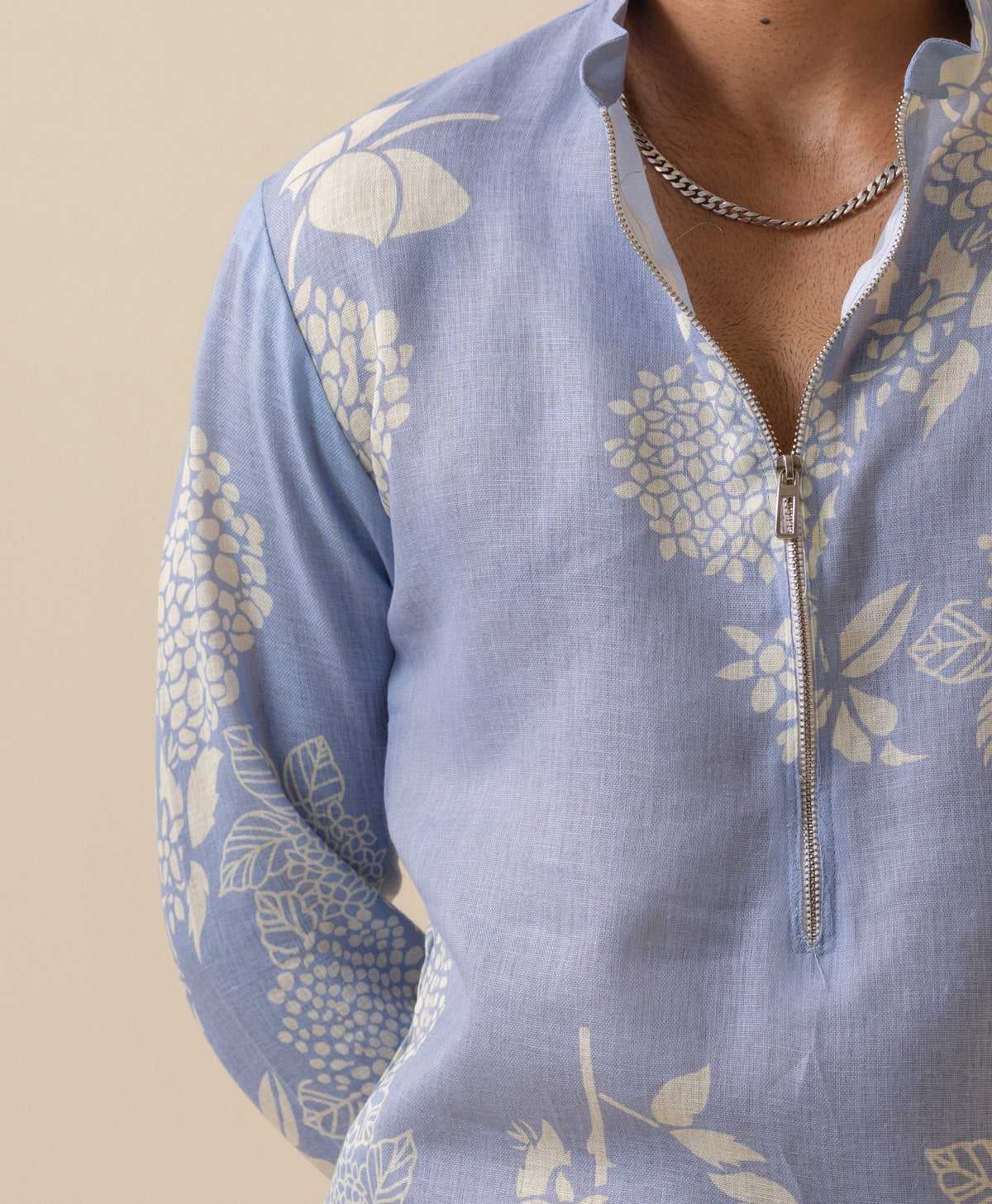 Desi Munda — Men's Khadi Linen Kurta with Zipper | Printed Ethnic Wear India | Kurtaloom
