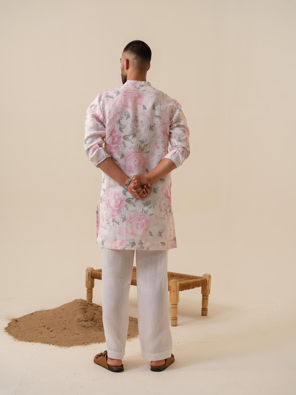 Raees Vibes — Men's Floral Printed Designer Kurta | Khadi Linen Ethnic Wear | Kurtaloom