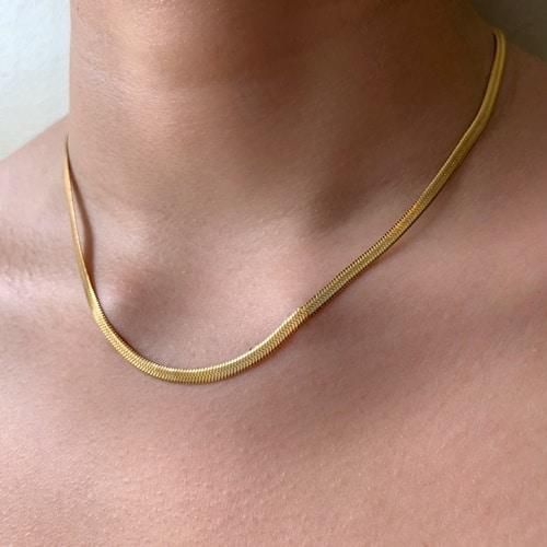 3D Snake Chain Necklace Gold Plated Men UniqueJewels.in India