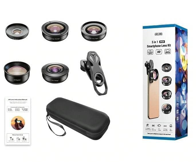 [Preorder] Apexel 5in1 Professional HD Phone Camera Lens Combo Lens Best Lenses Combo engpre22 engpre51 Fisheye Macro Wide Angle Zoom - APEXEL INDIA - Mobile Lens - Mobile Camera Lens - Cellphone Accessories - Phone Lens - Smartphone Lens