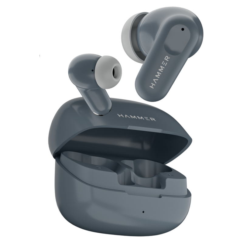 HAMMER Airflow Go Earbuds with 80H Playtime, 13mm Titanium Driver, 40ms Gaming Mode (Grey)-1
