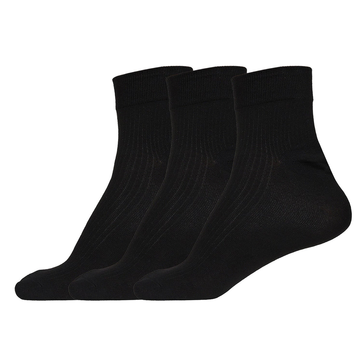 Naturefab Men's Bamboo Ankle Length socks Black (Pack of 3)-1