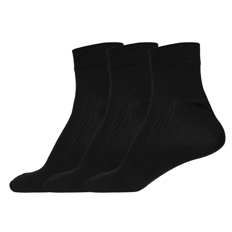 Naturefab Men's Bamboo Ankle Length socks Black (Pack of 3)-1