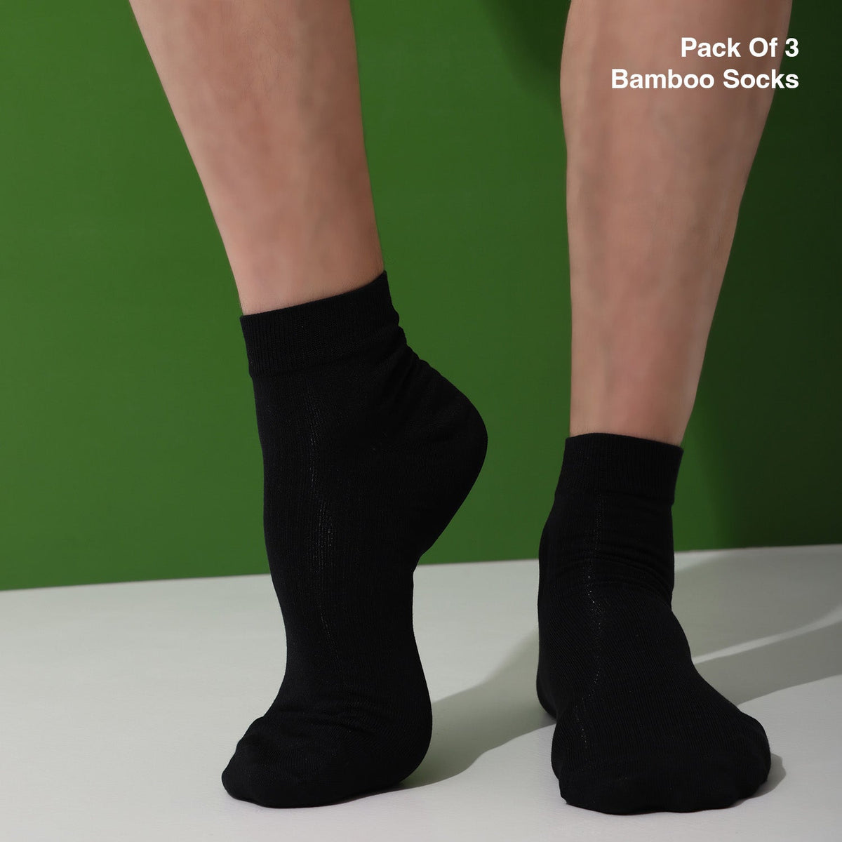 Naturefab Men's Bamboo Ankle Length socks Black (Pack of 3)-2