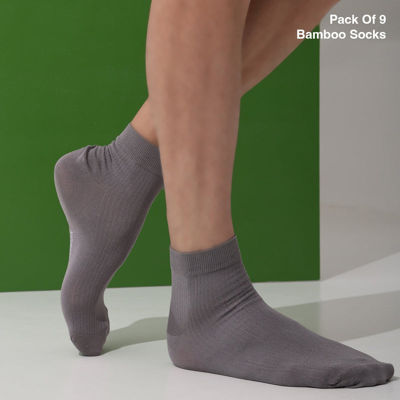 Naturefab Men's Bamboo Ankle Length socks Combo-4 (Pack of 9)-2