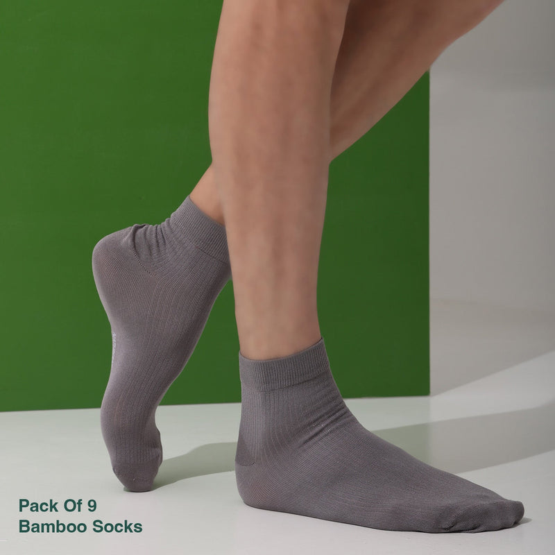 Naturefab Men's Bamboo Ankle Length socks Combo-3 (Pack of 9)-4