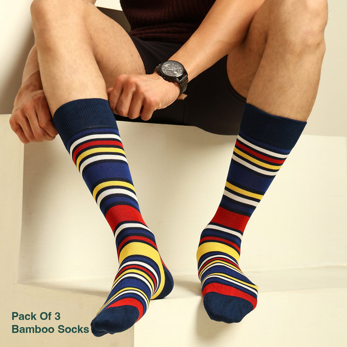 Naturefab Men's Bamboo Full Length socks Combo-18 (Pack of 3)-3