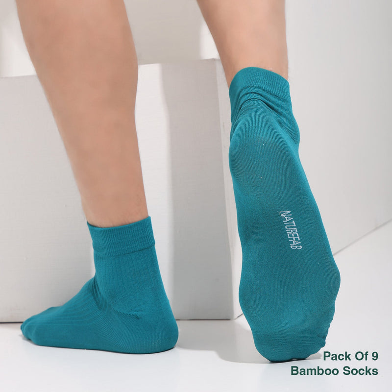 Naturefab Men's Bamboo Ankle Length socks Combo-4 (Pack of 9)-7