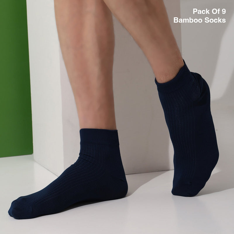 Naturefab Men's Bamboo Ankle Length socks Combo-3 (Pack of 9)-7