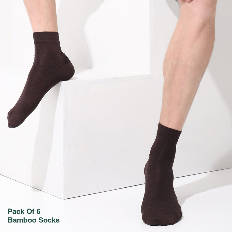 Naturefab Men's Bamboo Ankle Length socks Combo-2 (Pack of 6)-7