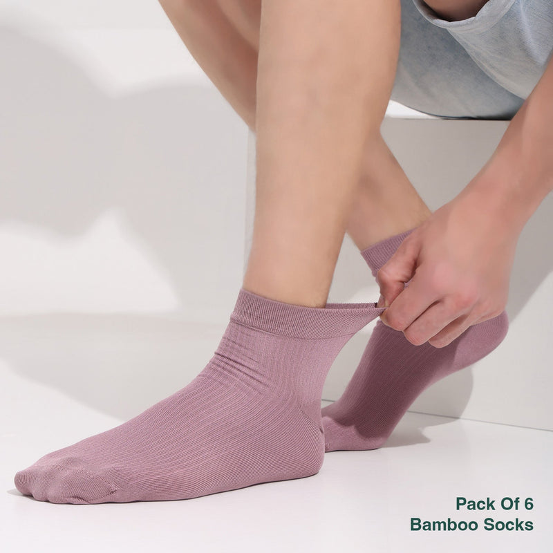 Naturefab Men's Bamboo Ankle Length socks Combo-5 (Pack of 6)-8
