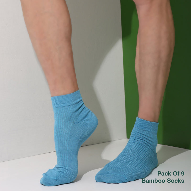 Naturefab Men's Bamboo Ankle Length socks Combo-4 (Pack of 9)-8