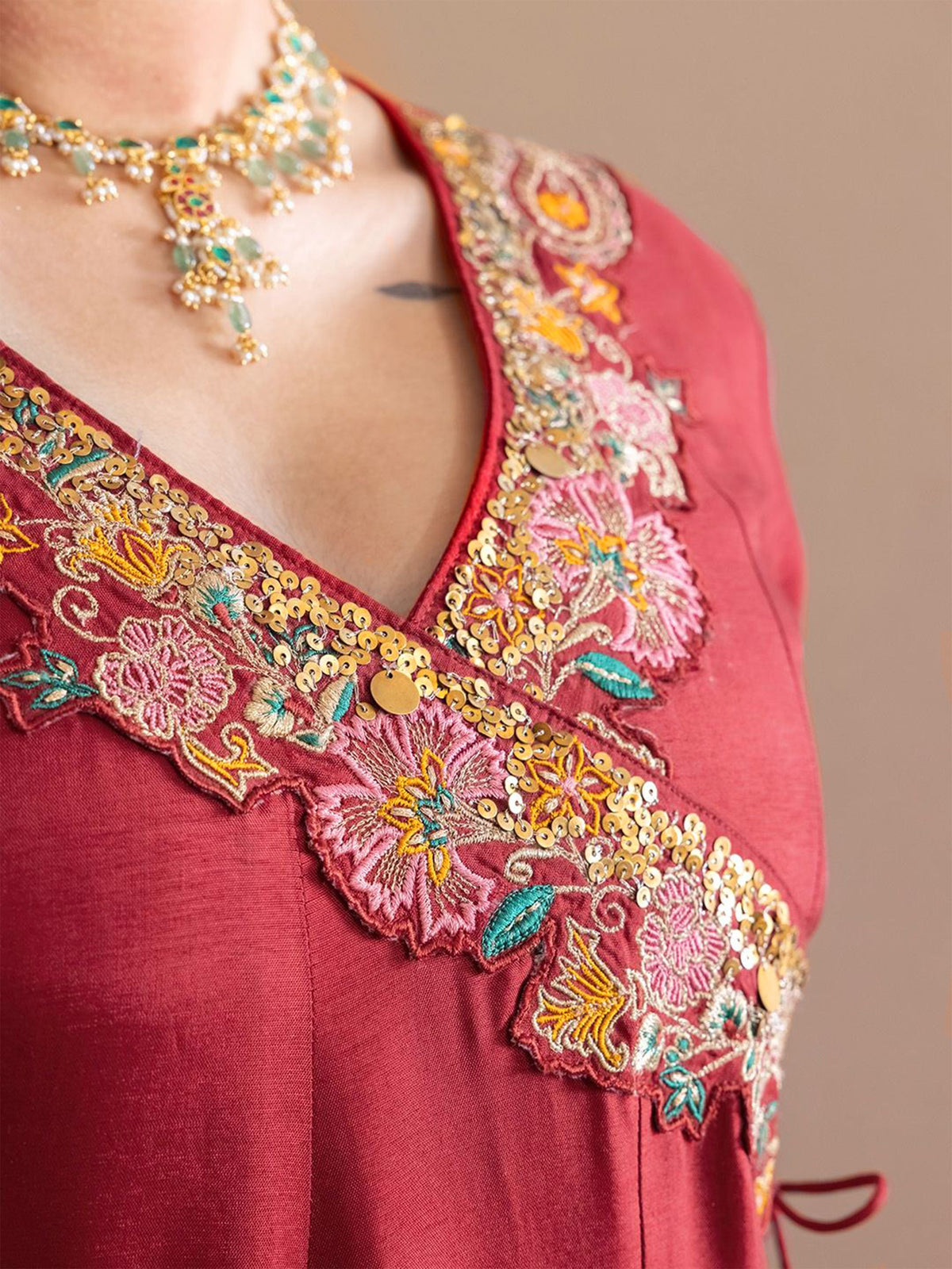 Roshini Viscose Russian Angrakha Set