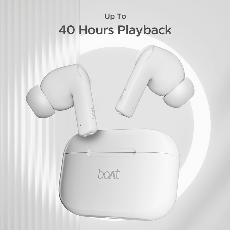 boAt Airdopes 161/163 True Wireless Earbuds with ASAP Charge, 40 Hours Playback, 13mm Drivers, IPX5, Bluetooth 5.1 (Pearl White)
